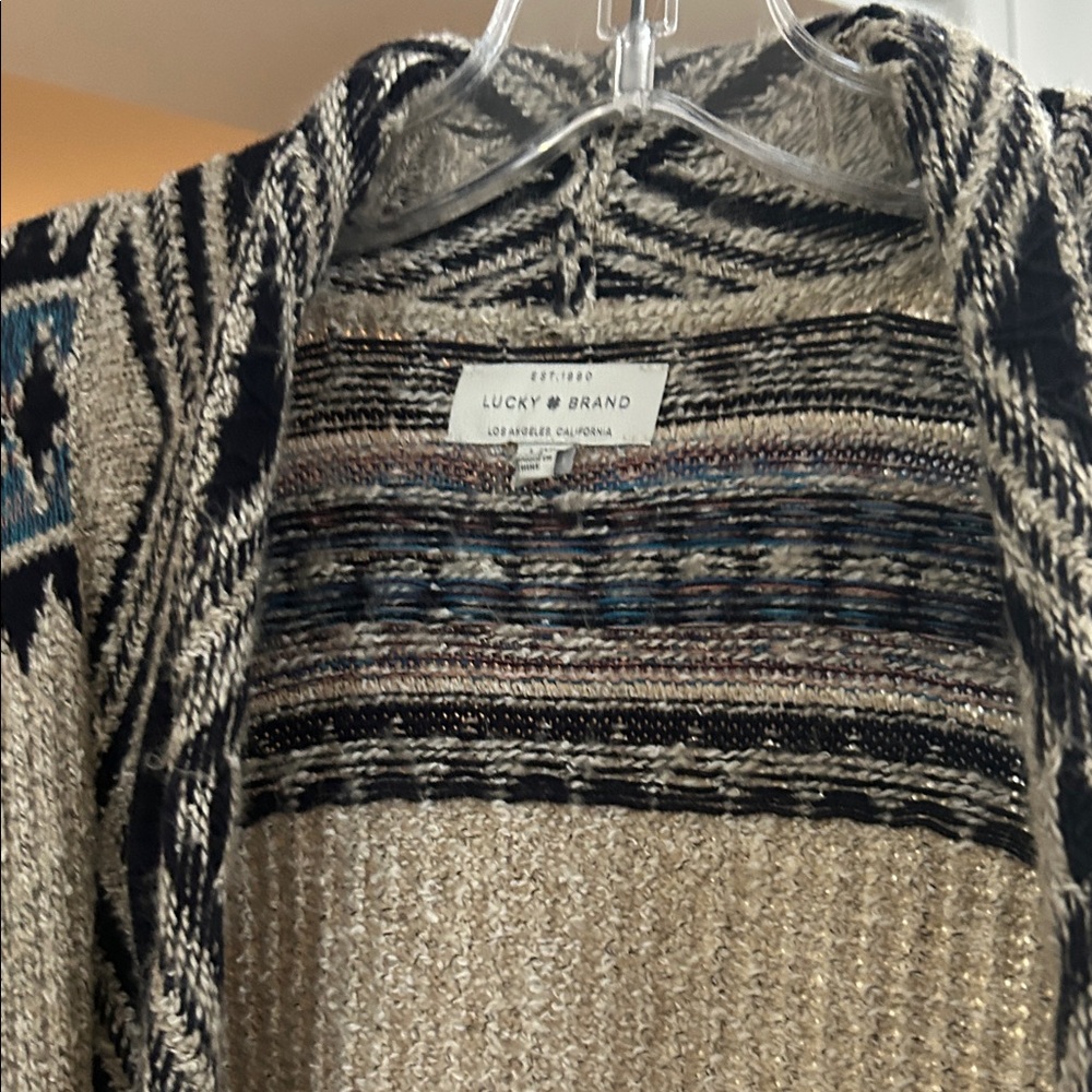 Lucky Brand Women's Cardigan - Black, Cream, and Blue